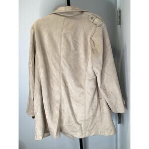 Magaschoni Faux Suede Tan Open Front Trench Coat - Size 1X/TG - New $118